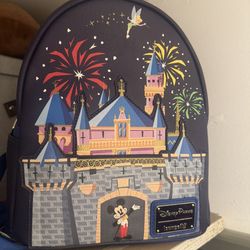 Loungefly Disney Parks Disneyland Castle Mini Backpack Mickey Mouse Tinker Bell