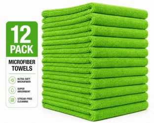 Toallas de Microfibra 12 Piezas Verdes — Suavecitas pa’ Limpiar Carros Detailing Sin Rayar