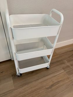 White 3-Tier Metal Rolling Storage Cart