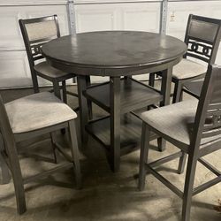 Gray 5-Piece Dining Table - Circle
