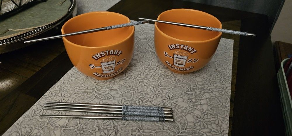 Bowls with chopsticks
