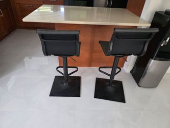Set of 2 Black Adjustable Bar Stools