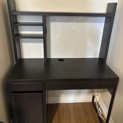 IKEA MICKE Desk + Hutch - Black-Brown