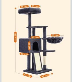 FEANDREA 53.1" Cat Tree Tower Multi-Level Condo w/ Scratching Post - Smoky Gray
