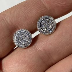 Real Solid 925 Silver Simulated Diamonds Mens Womens Earrings Big Studs 