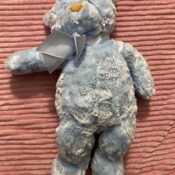 Gund Baby Blue Teddy Beard Soft Stuffed Plush God Bless Baby  Gund Baby 15"