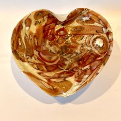 Vintage Murano Fratelli Toso Murrine Heart Candy Dish