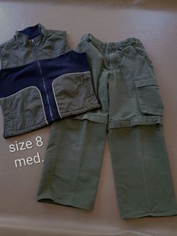 Camo Convertible Cargo Pants youth 8 Green Zip Off Boy Scouts uniform bottoms + Vest