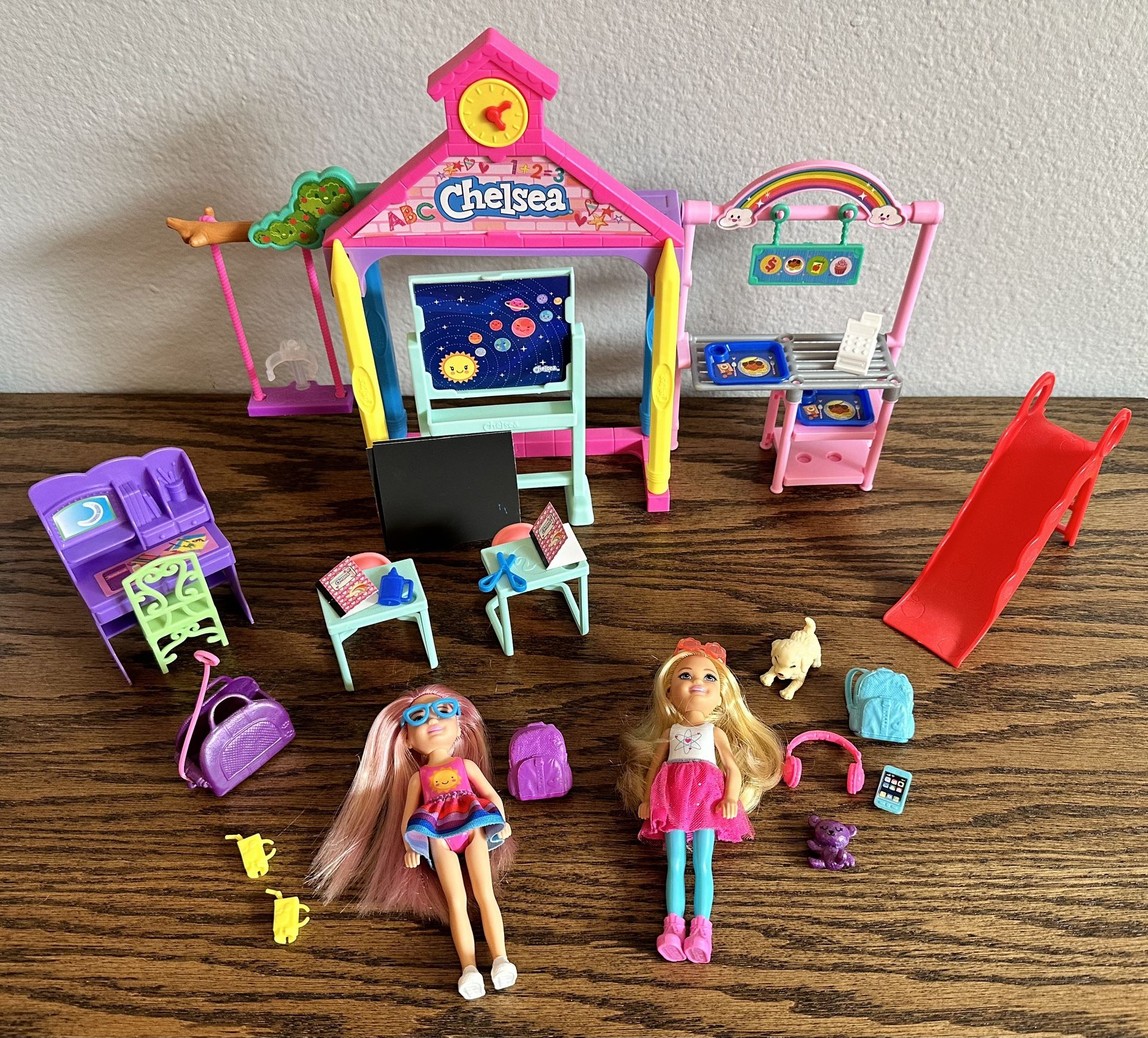 Barbie Chelsea School Playset Complete & Chelsea Travel Set Complete PLUS Extras