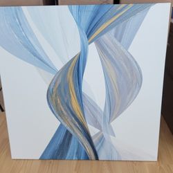 Abstract Blue Gold Canvas Art