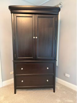 Espresso TV Armoire / Storage Cabinet – Excellent Condition
