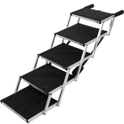 Extra Wide Dog Stairs, 5 Steps Portable Dog Steps, Anti Slip Foldable Pet Ramp Pet Ladder for Cars, SUVs, Truck, High Beds, Supports up to 154.32lbs