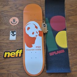 New Enjoi Large Panda Thaynan Costa 8.25 skateboard w Grip & Stickers Low Price!!!
