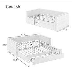 Twin to King Daybed with  Drawers (bed frame only)