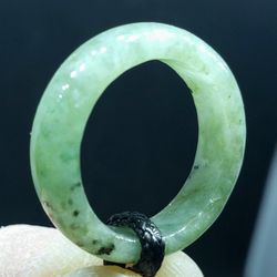 Burmese icy Type A Jadeite Jade Lucky Ring US 6.5.