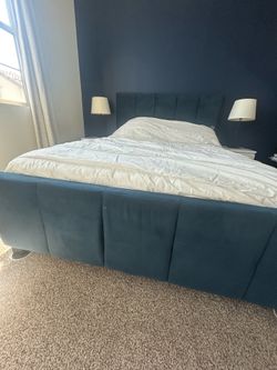 Bed frame with base size a queen with mattress