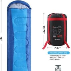 Semoo Envelope Sleeping Bag Green 3 Season Lightweight Water Resistant 6'6" Max