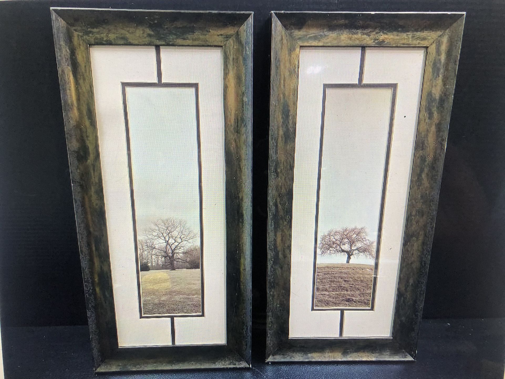 Beautiful 2-11x23 Framed Wall Decor Landscape Pieces