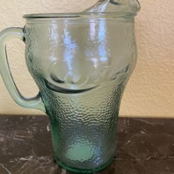 A Coca Cola Glass Pitcher 9 Inches Tall