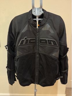 Icon Contra 2 Perforated Mesh Motorcycle Jacket Black Size XL D3O Elbow Shoulder Armor
