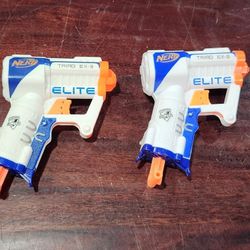 Pair of Nerf N-Strike Elite Third Ex-3 Dart Blasters 