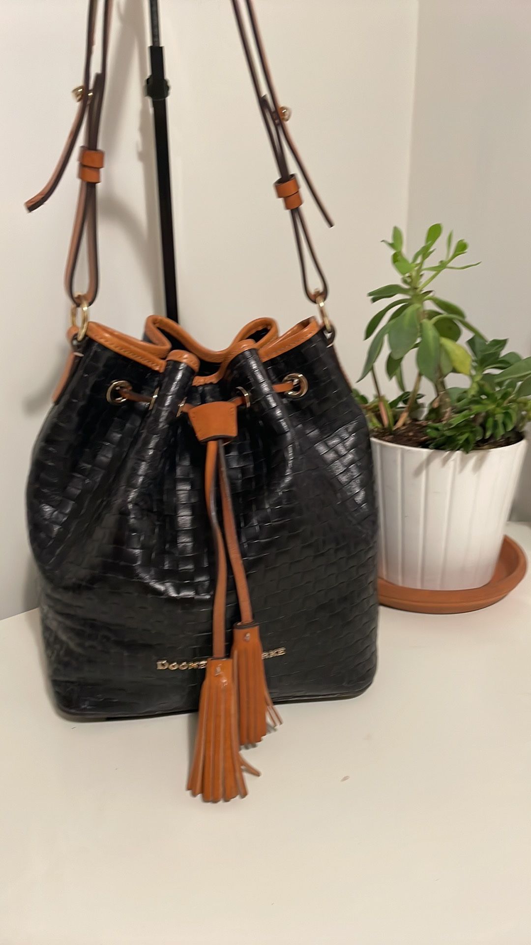 Dooney & Bourke Weave Bucket Leather Bag,All Products : American Fashion Style Bags On Sale
