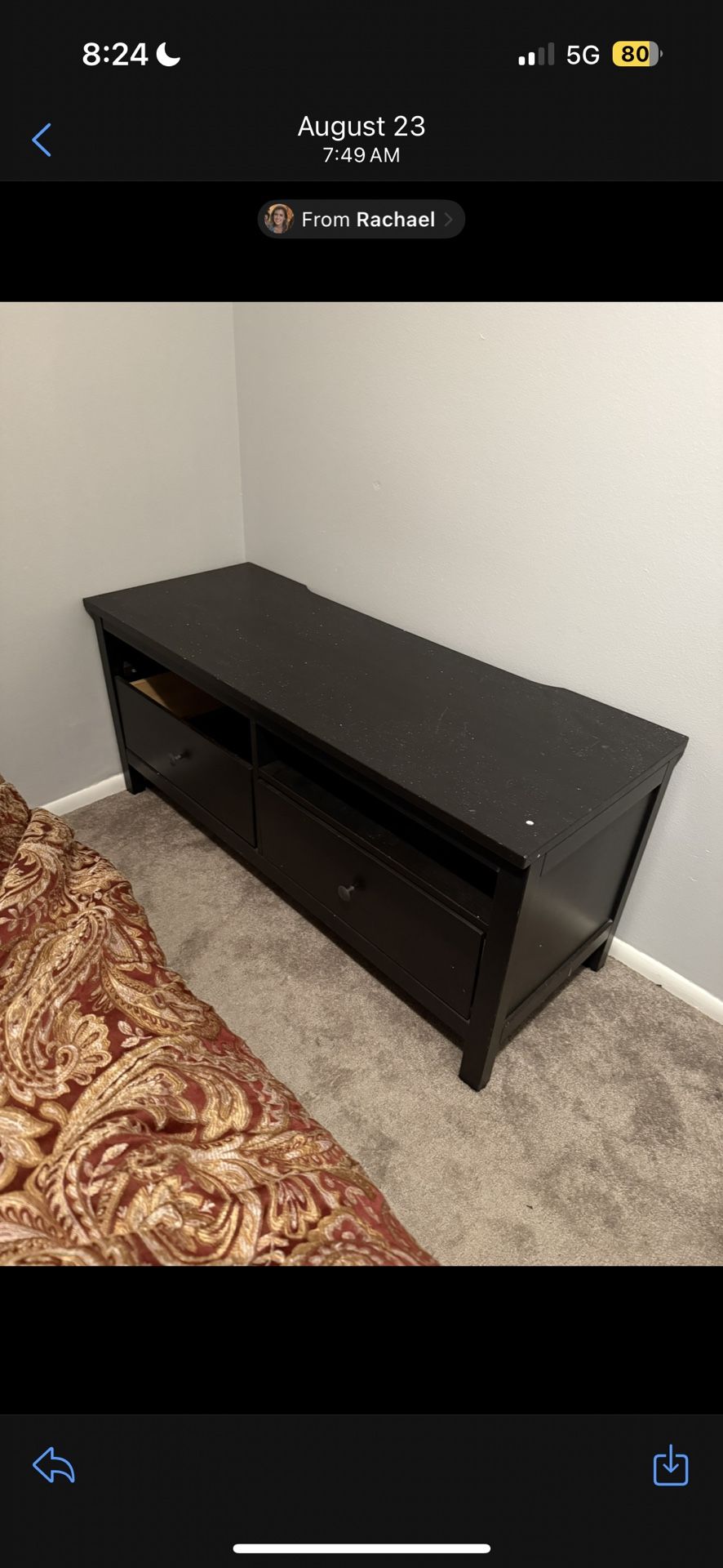 Sturdy Black TV Stand / Media Console – Storage & Shelves