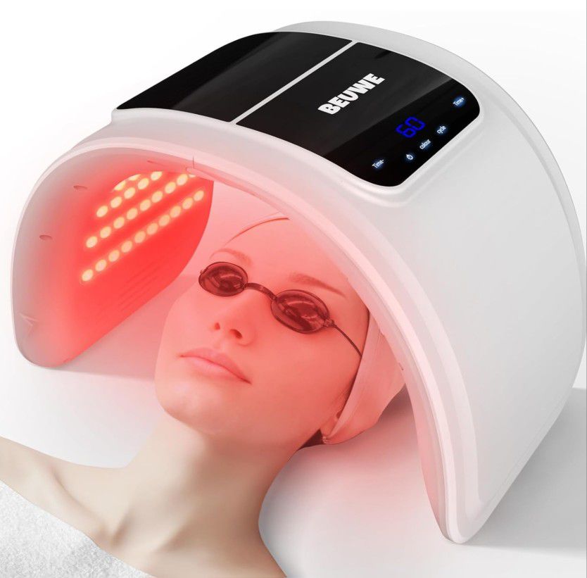 Red-Light-Therapy-Mask, Led Light Therapy for Face, 7 Colors Led Face Mask Facial Led Light Therapy Tool Skin Care Equipment at Home, Facial Neck Body