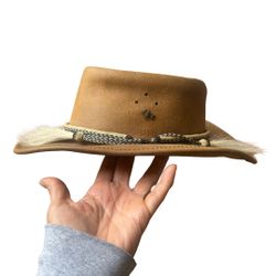 Vtg Leather Walkabout Hat with Braided Band