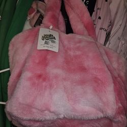 Super Cute Pink Furry Tote Style Purse From A Few Years Ago
