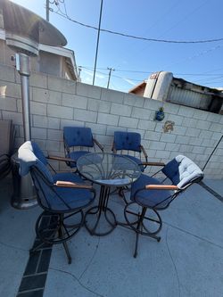 Outdoor Patio Bar Table and 4 Chairs Set