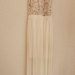 Long Beige Dress With Sequin