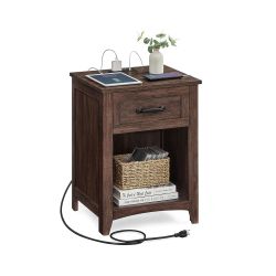 Farmhouse Nightstands with Charging Station