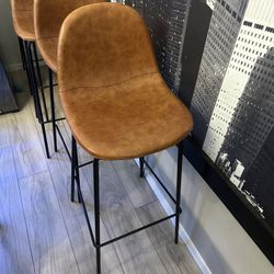 2 Bar Height Leather Stools ( 4 Sold )
