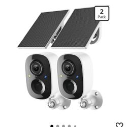 2K Security Camera Wireless Outdoor,Solar Powered WiFi Cameras for Home Security with Motion Detection,Color Night Vision(Spotlight),Instant Alert,2-W