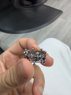 Chrome Hearts Style Crown Cross Ring – 925 Sterling Silver – Size 8.5 – 7g