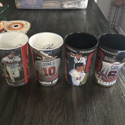 Atlanta Braves Vintage Cups Set Chipper Jones #10 Bobby Cox #6 MLB Memorabilia