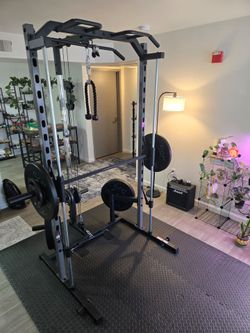 Smith Machine With Weights and Floor Mats
