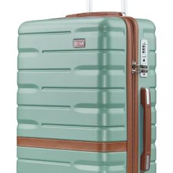 Carry On Luggage Sets,20 Inch Carry-on Suitcase with Spinner Wheels,PC+ABS Lightweight Hardshell with TSA lock,Airline Approved YKK Zippers (green)