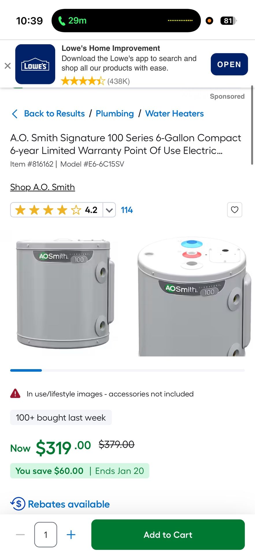 6 Gallon Water Heater $250 OBO