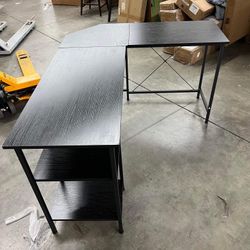 L Shaped Computer Desk, 59" Reversible Gaming Desk with Storage Shelves, Corner Desk for Home Office(damage)