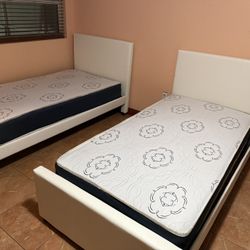 2 Twin Size Bed Frame With 2 Mattress All New Furniture And Free Delivery 