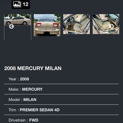 2008 MERCURY MILAN