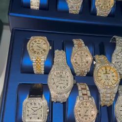 Flash Watch Bundle Deal  💰 Price : Only 500-750 Total ✅ Boxes And Papers Included 💎 VVS D-Color Moissanite Stones ⛔️ Does Not Fade Or Tarnish  