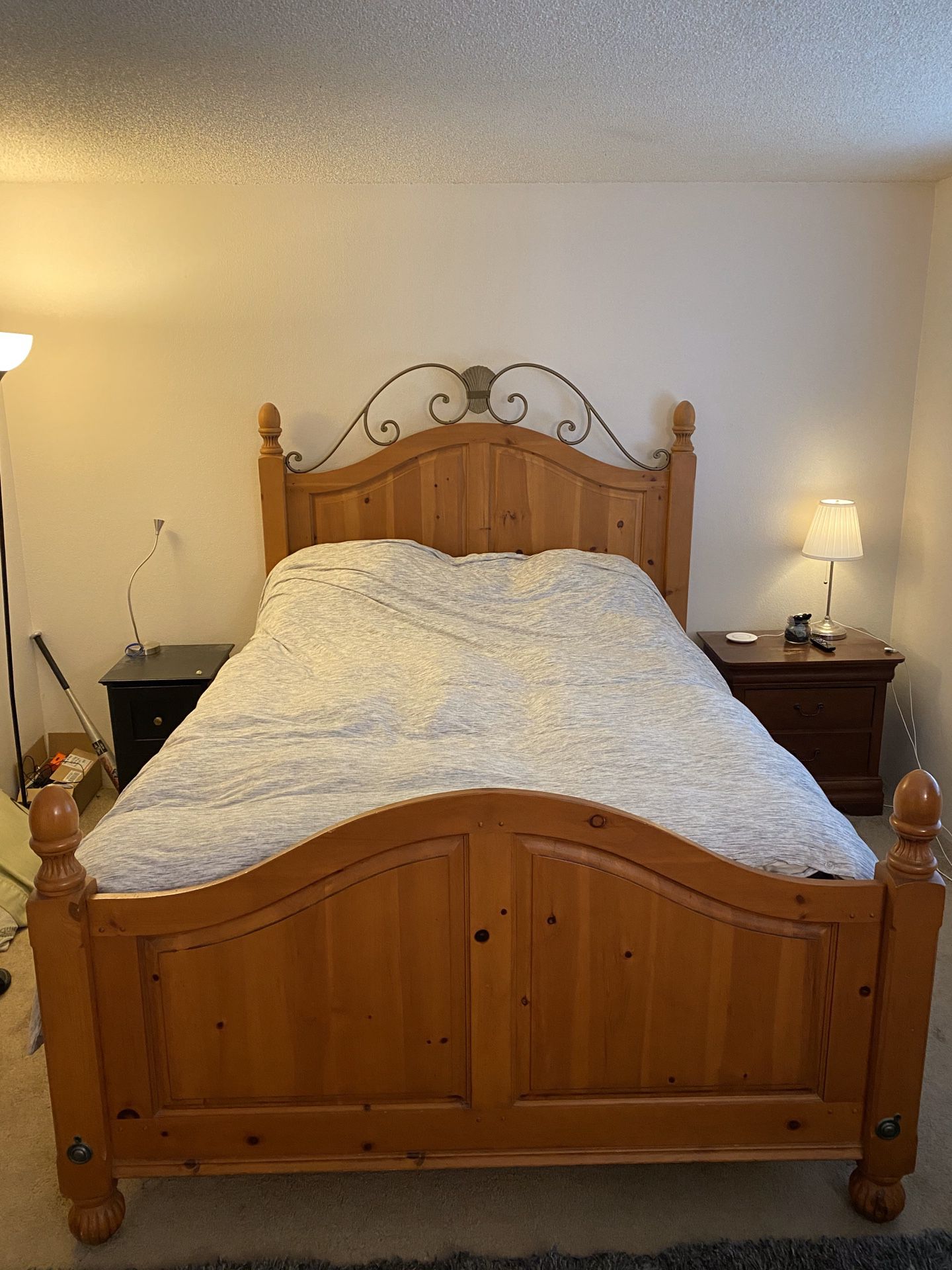 Queen sized wood bed frame