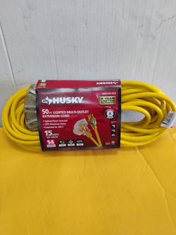 Husky 50 ft lighted multi outlet extension cord