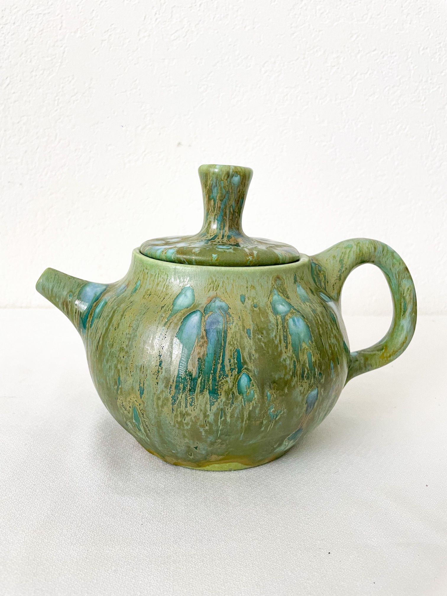 Vintage MCM Monterey Jade Pottery Handmade Teapot From Carmel By The Sea CA
