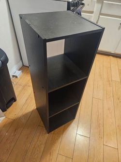 Shelf organizer 3 tier, 1x3 black wood cube storage furniture