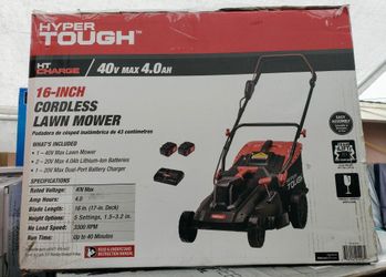 Hyper Tough 40V 20v 16 In. Lawn Mower 2 4.0Ah Battery New