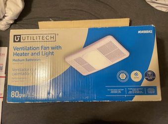 Utilitech Ventilation Fan Heater Light 80 CFM 1.5 Sones Ceiling Bathroom